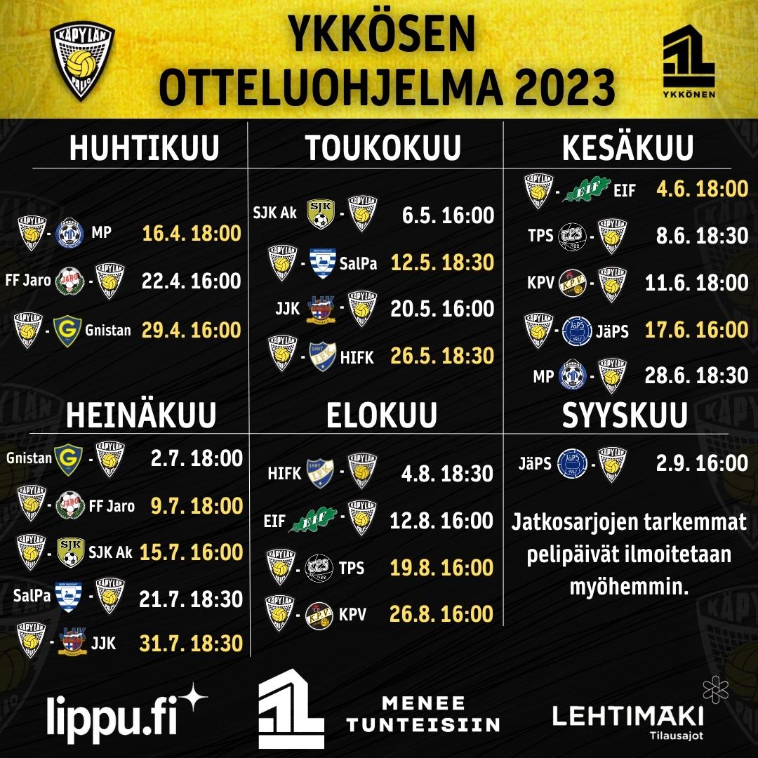 KäPan otteluohjelma julki Ykkösen kaudelle 2023!