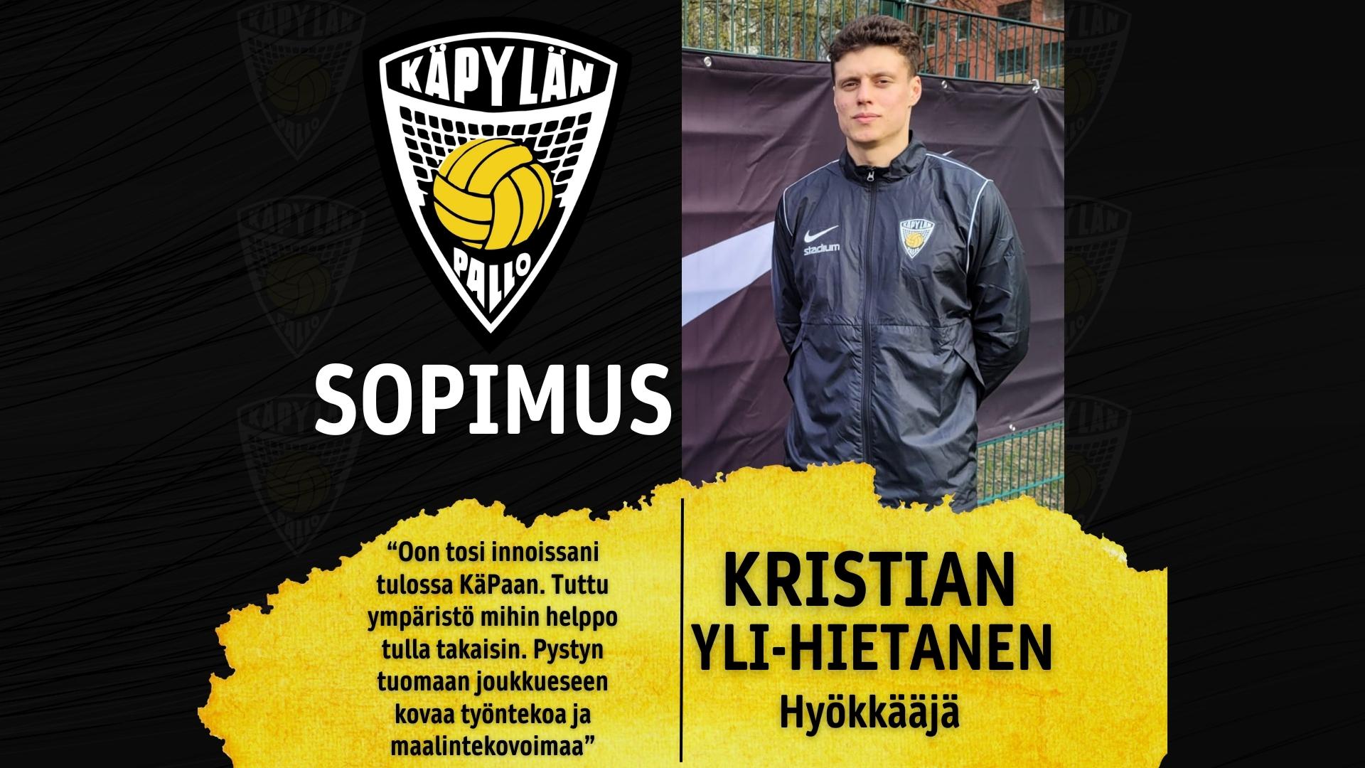 Kristian Yli-Hietanen loppukauden sopimuksella KäPaan.