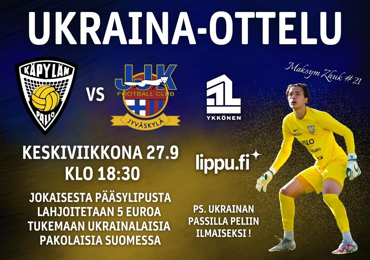 Miesten Ykkösen ottelun KäPa – JJK yhteydessä tuetaan Ukrainaa